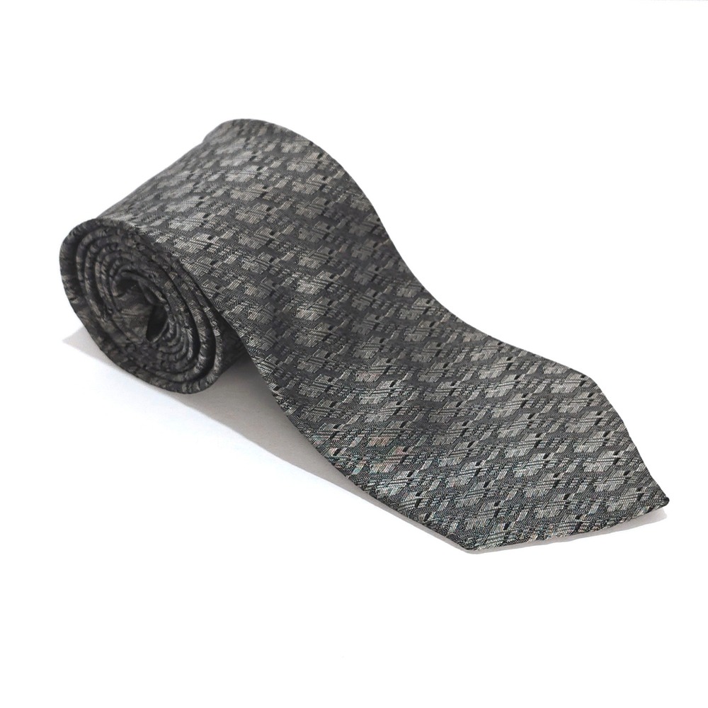 Bugatti 100% Imported Silk Tie Gray‎ Black Geometric Necktie Classic USA Made